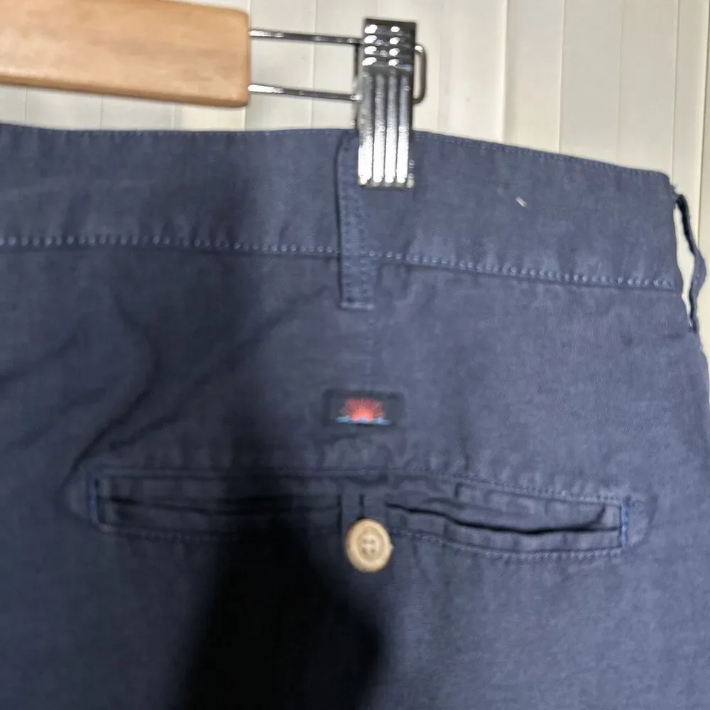 Faherty Men's Chino Shorts Linen Blend Navy Color Pockets Size 42